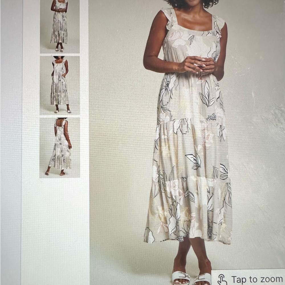 Tribal Cream Floral Maxi Dress with Black Leaf Print